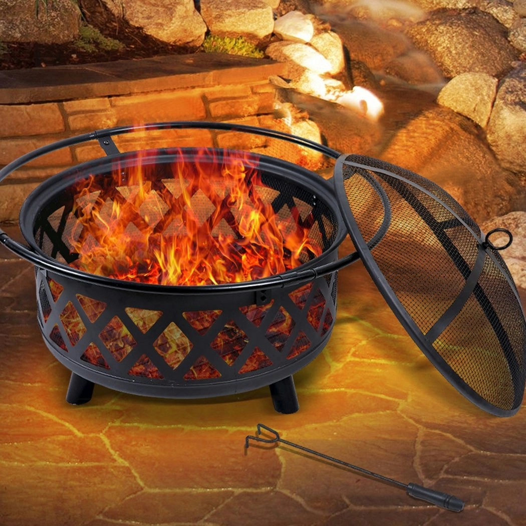 Moyasu Fire Pit BBQ Grill Fireplace Outdoor Portable Camping Heater Patio Garden