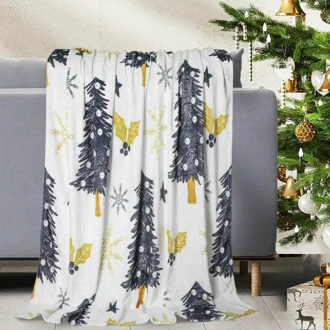 Santaco Throw Blanket Xmas Double Sided Warm Fleece Decor Christmas 220X180cm (XMASBLANKET-WH-Q)