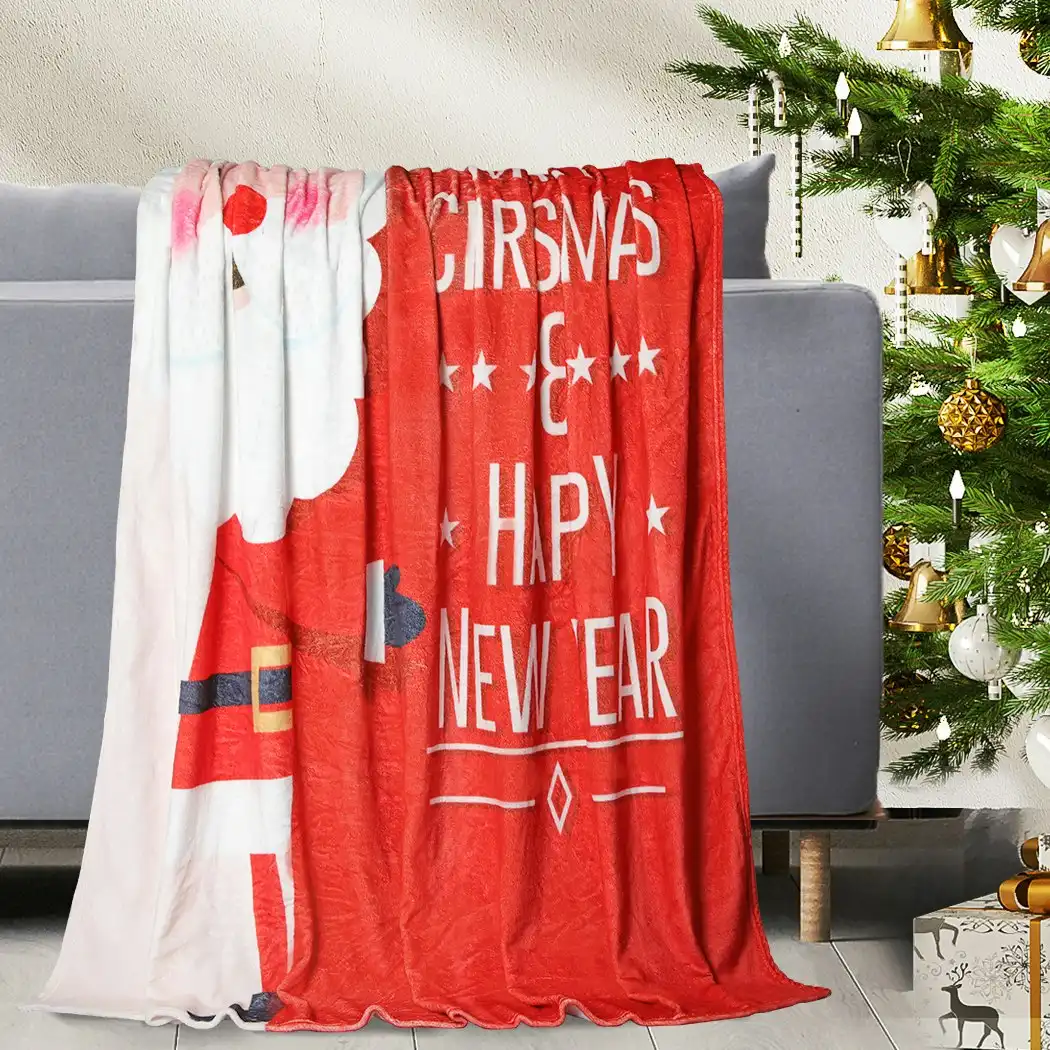 Santaco Throw Blanket Xmas Double Sided Warm Fleece Decor Christmas 220X180cm (XMASBLANKET-RD-Q)
