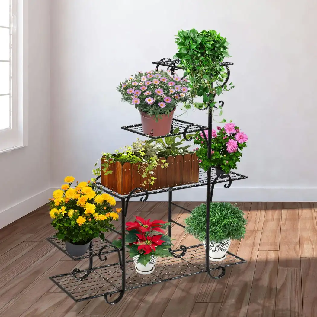 Levede Plant Stand Outdoor Indoor Metal Flower Pots Rack Corner Planter Shelf