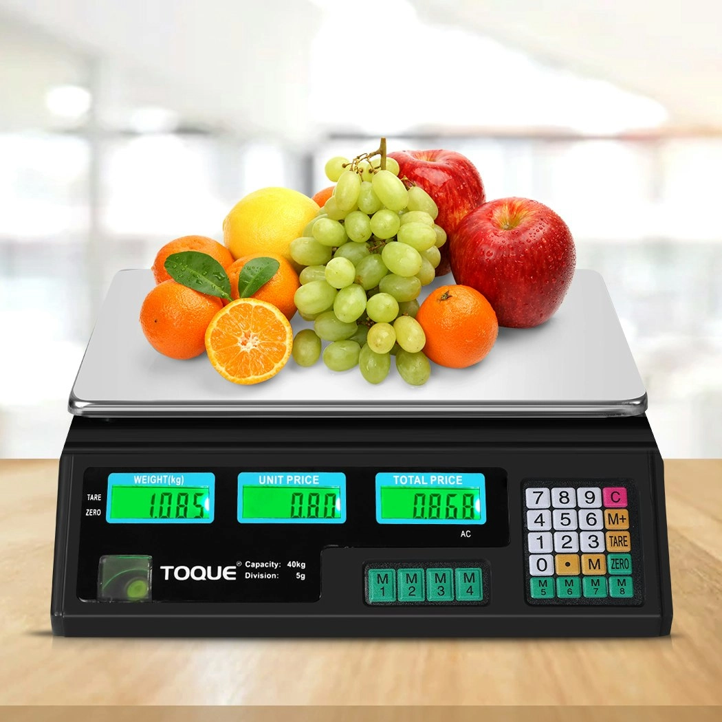 Toque Digital Scales Electronic Kitchen Scale Accurate Fruit Food Weight 40KG