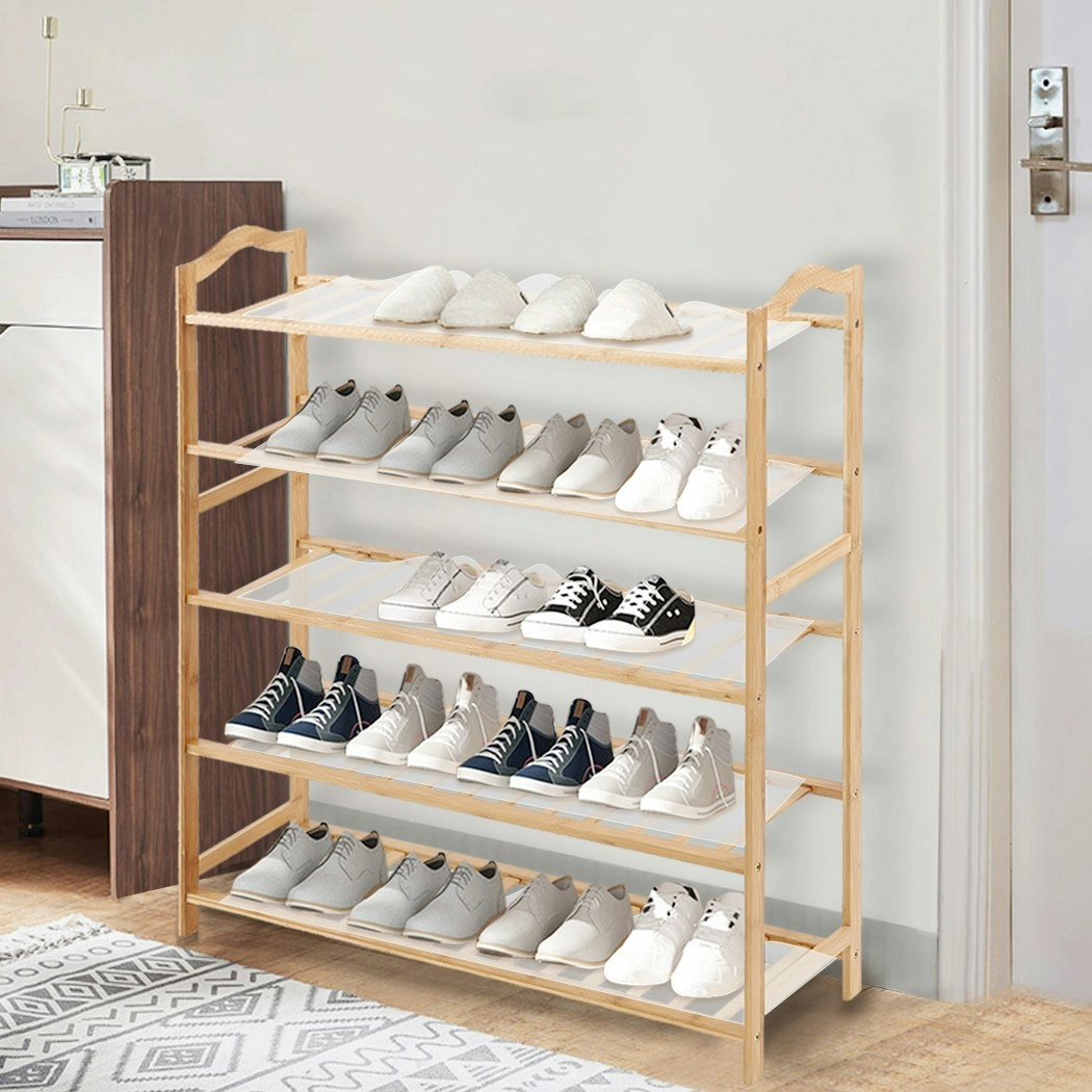 Levede Shoe Rack Bamboo Storage Wooden Organizer Shelf Stand 5 Tiers Layers 90cm