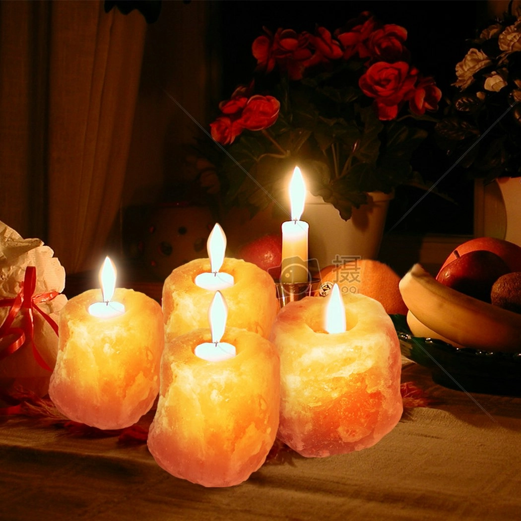 4x Himalayan Salt Lamp Tealight Candle Holder Decor Natural Crystal Ionizer Home