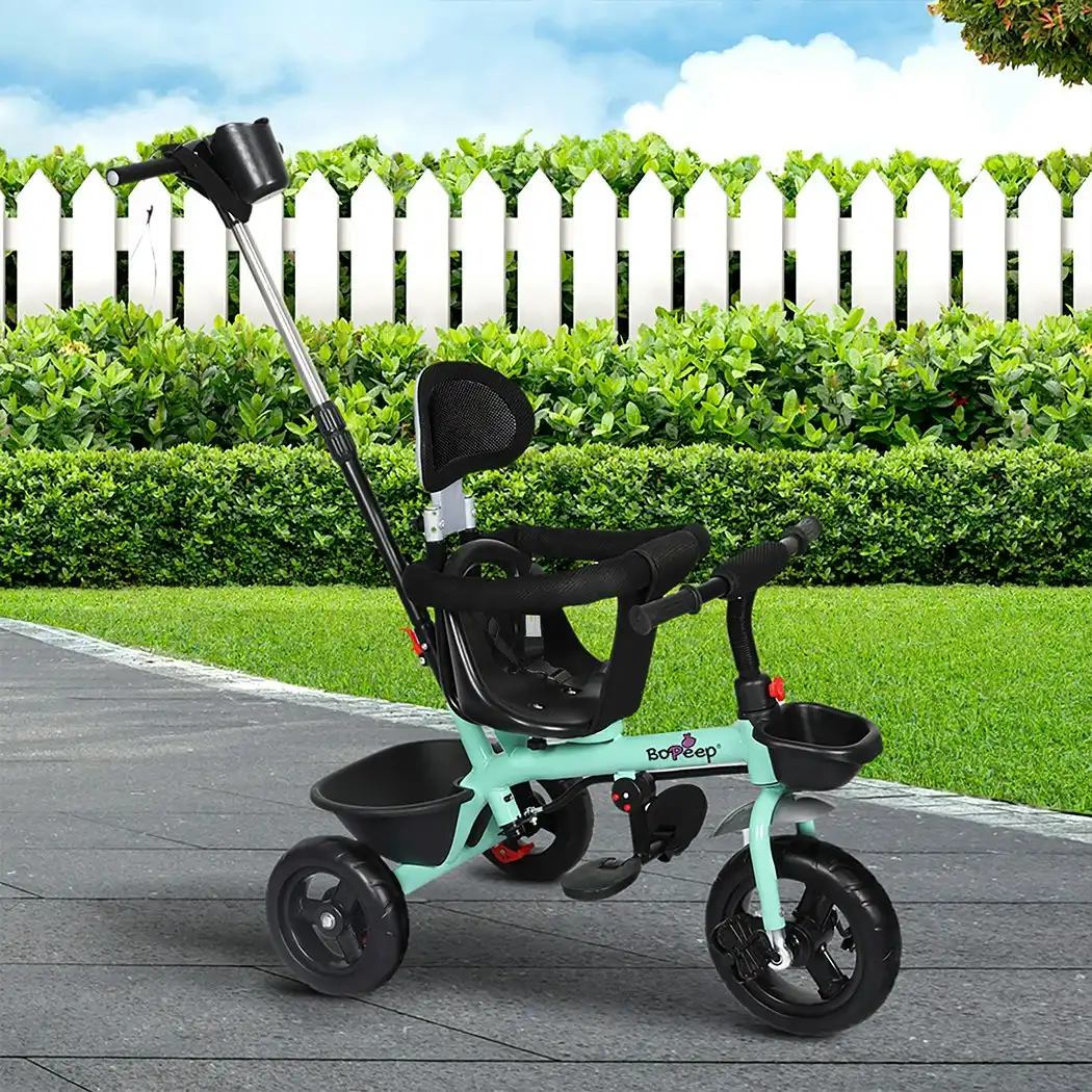 BoPeep Kids Tricycle Ride On Trike Toddler Balance Bike Prams Stroller Green