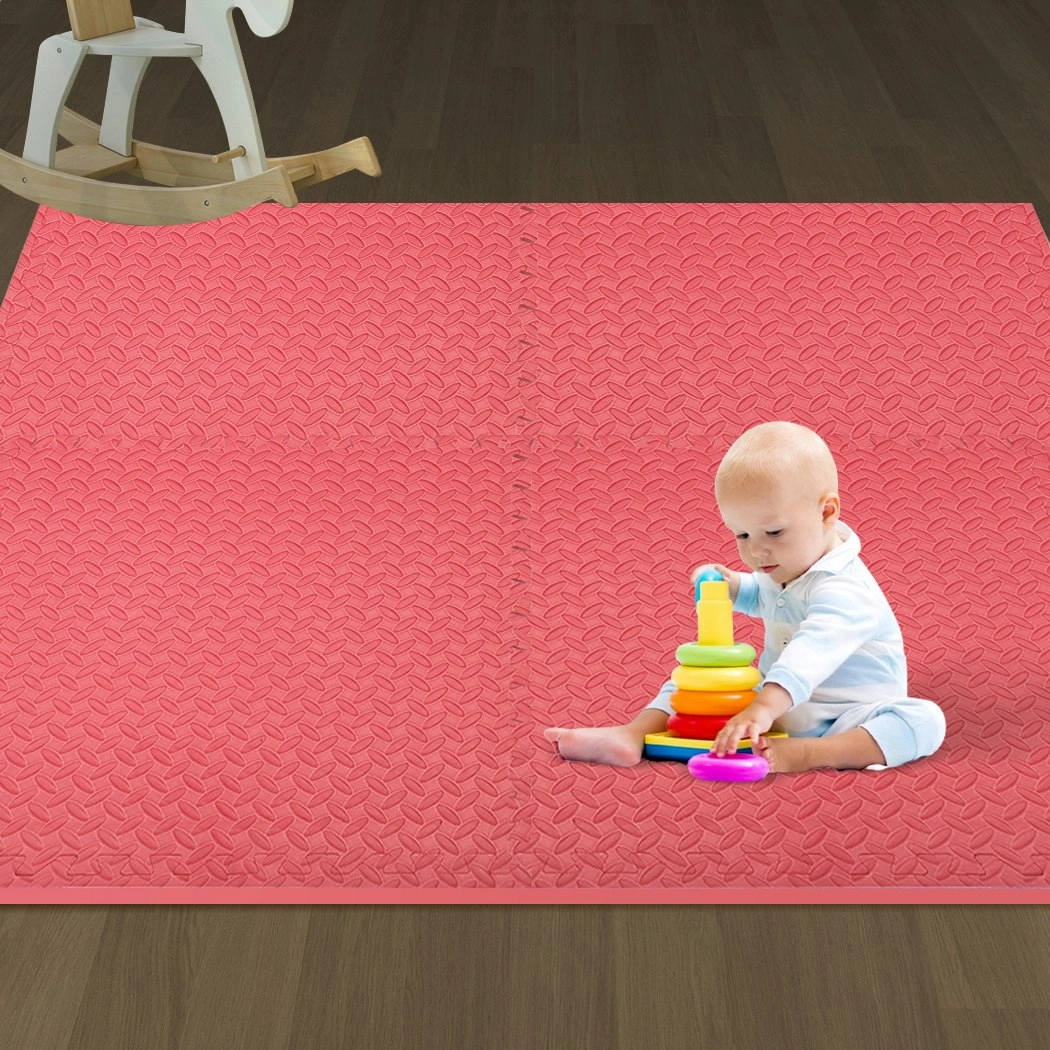 BoPeep EVA Foam Kids Play Mat Floor Kid Crawling Interlocking Home Red 60x60