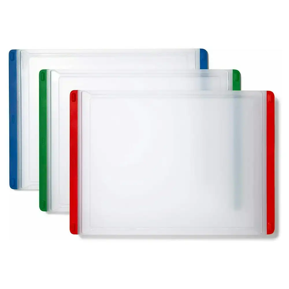 OXO Good Grips 3pc Cutting Board Set Colour Coded Oder Resistant