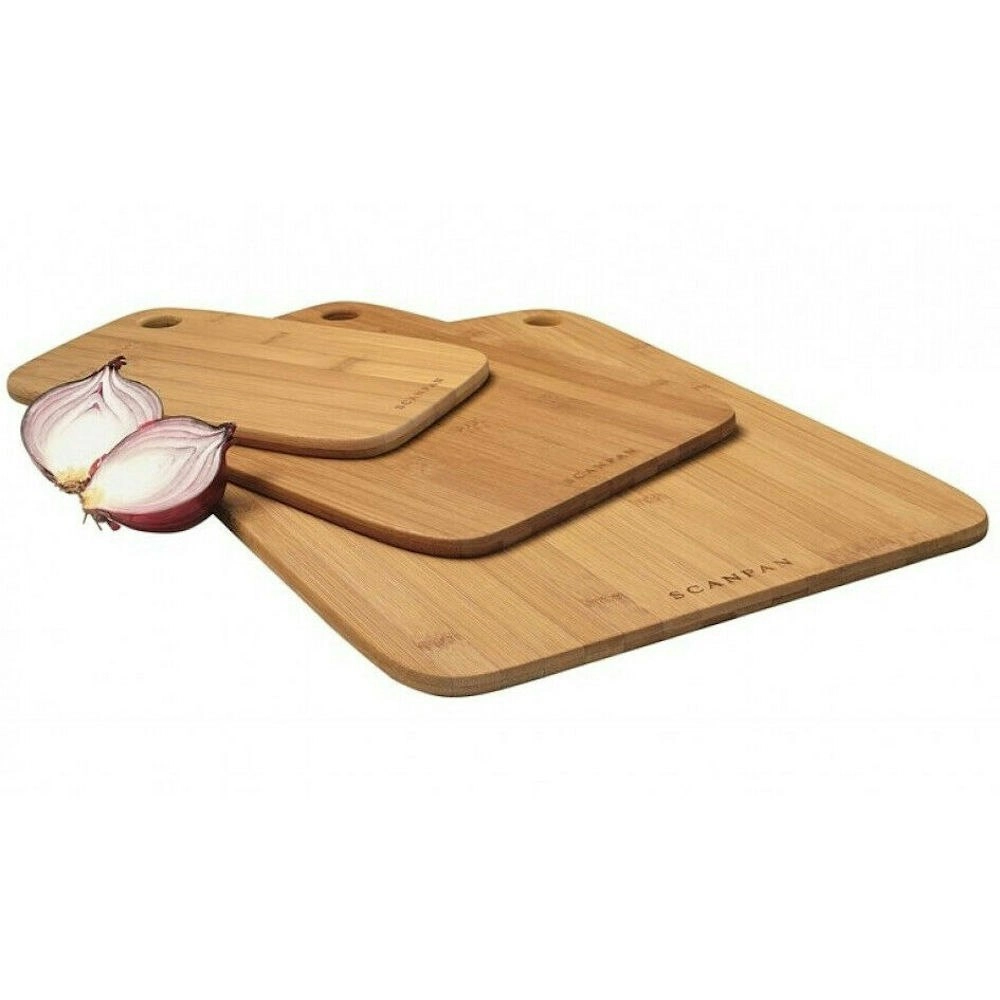 New Scanpan Bamboo 3 Piece 3pc Cutting Chopping Board Set