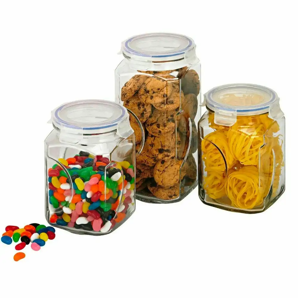 Glasslock Glass Canister Storage Set 3pc W/ Lid 28034