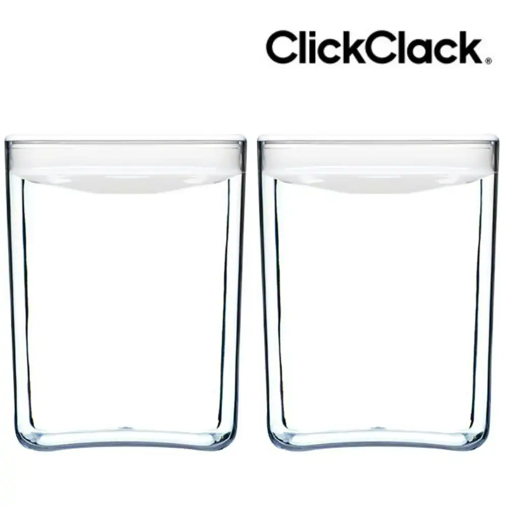 2 x Clickclack 3300ml AIR TIGHT PANTRY CUBE CONTAINER W/ LID WHITE 3.3L