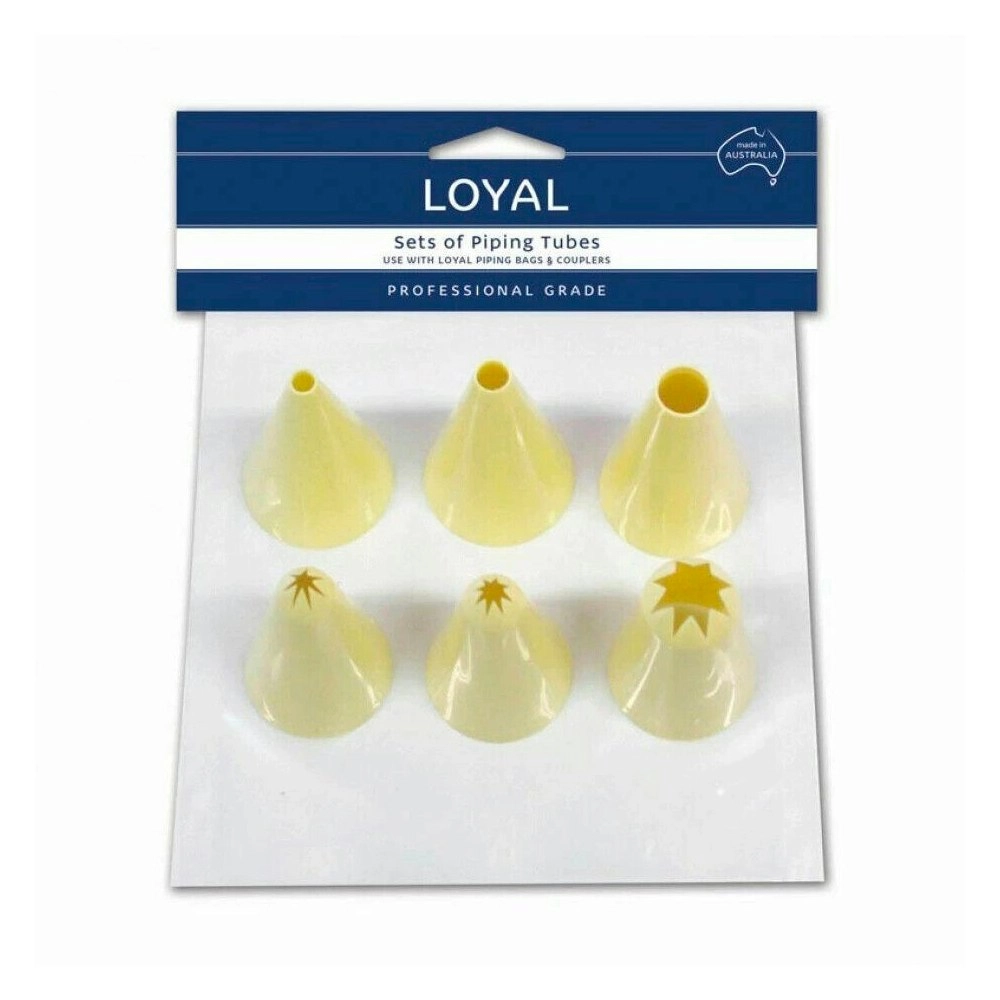 Loyal Piping Icing Nozzle Star and Plain Assorted Tube Set of 6