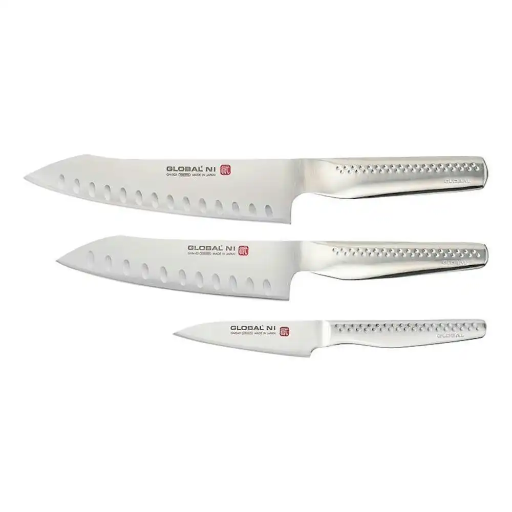 Global Ni 3pc Knife Set Paring + Vegetable + Cooks 3 Piece