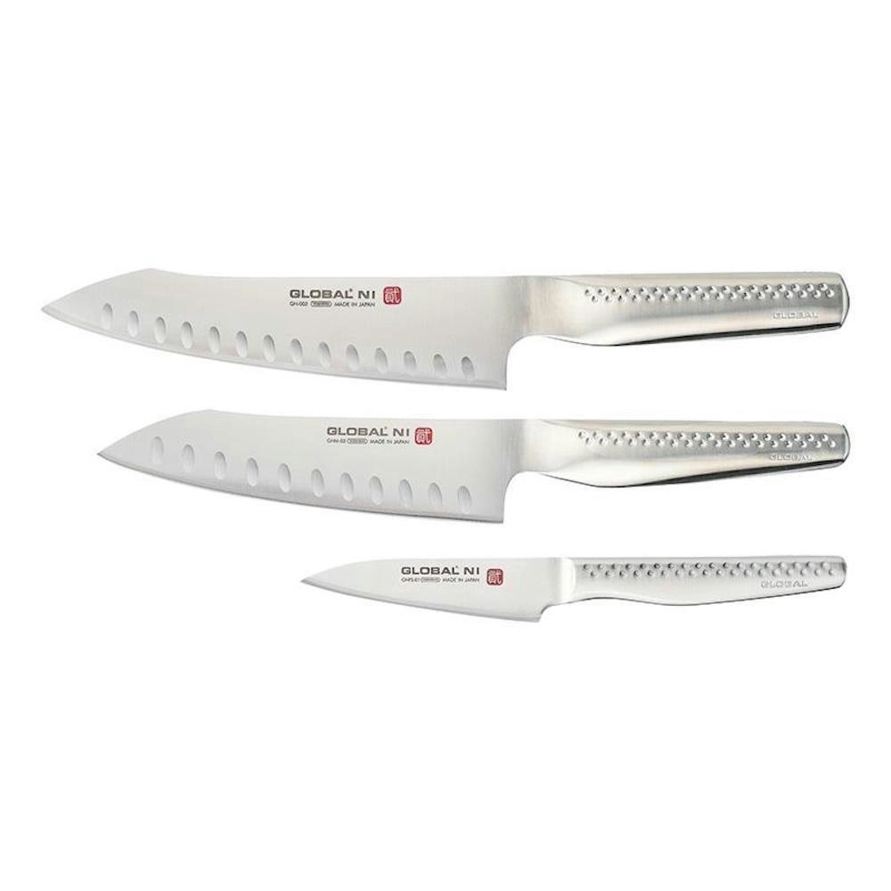 Global Ni 3pc Knife Set Paring + Vegetable + Cooks 3 Piece