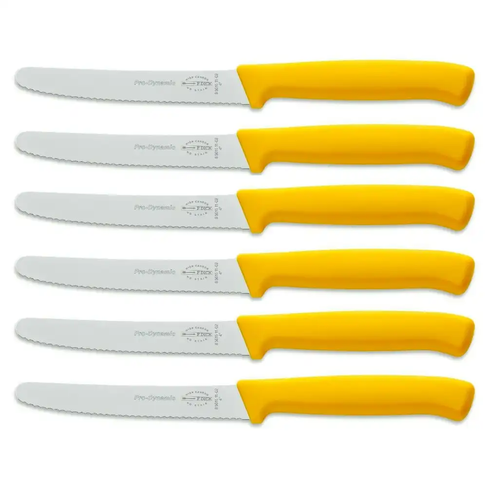 F DICK Fdick Micro Serrated Utility Steak Knives Knife Tomato Yellow X 6