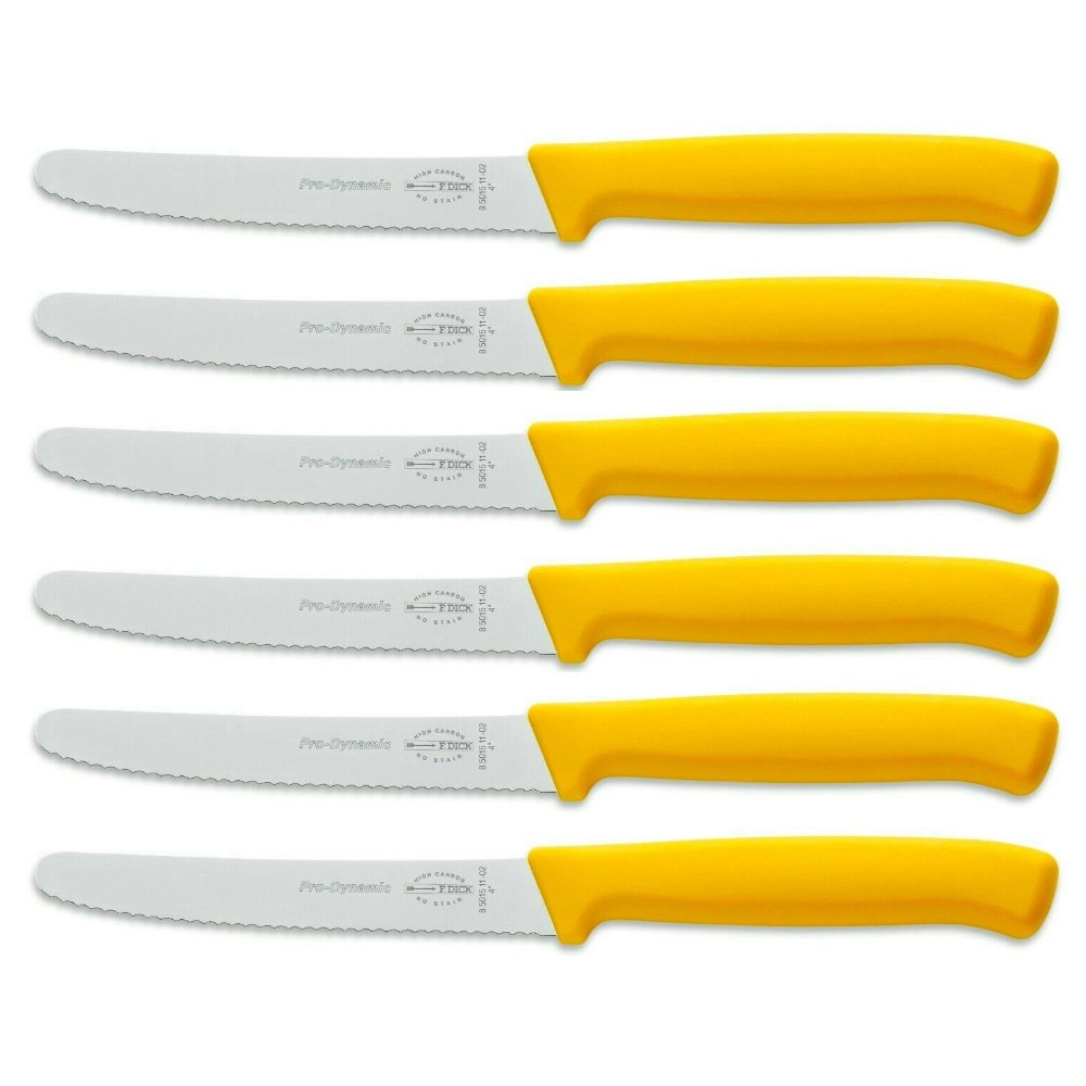 F DICK Fdick Micro Serrated Utility Steak Knives Knife Tomato Yellow X 6