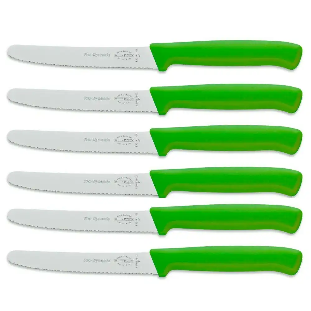 F DICK Fdick Micro Serrated Utility Steak Knives Knife Tomato Green X 6