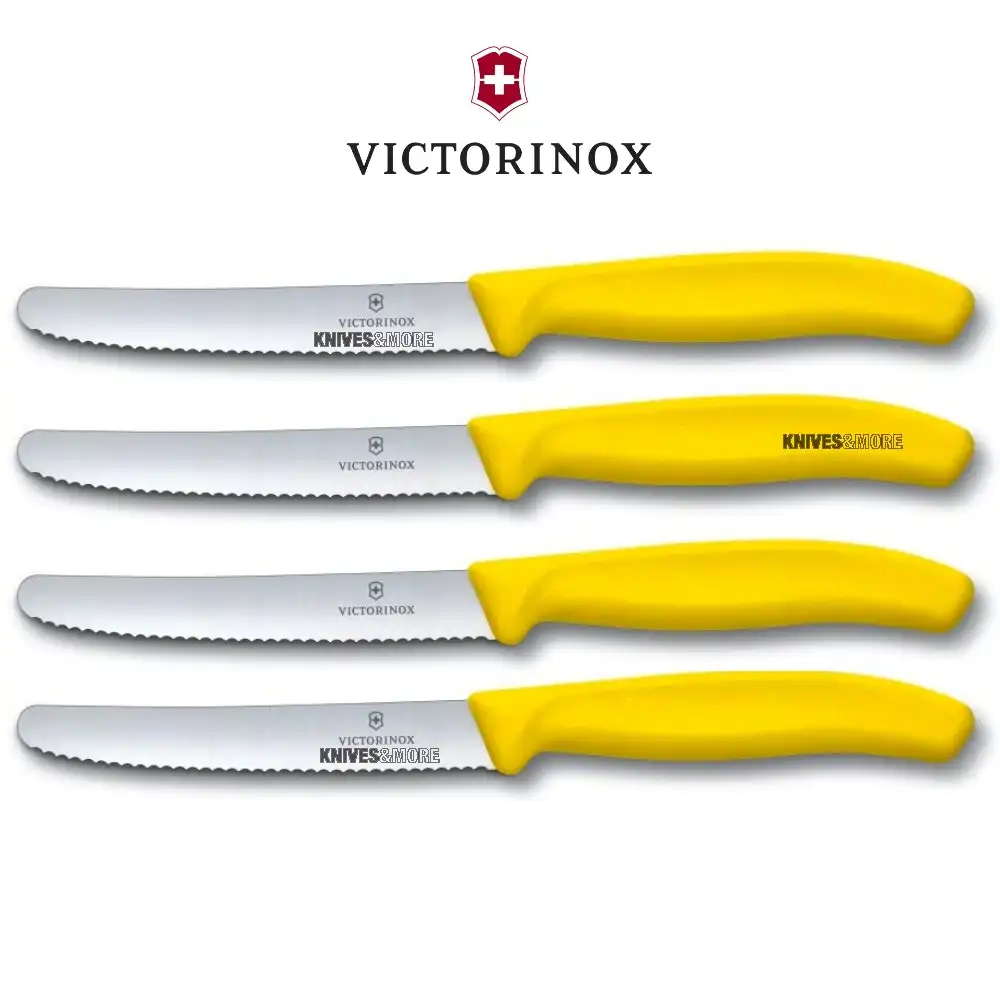 Genuine 6 X Victorinox Swiss 11CM Serrated Steak Knives ,Tomato, Sausage  Knife