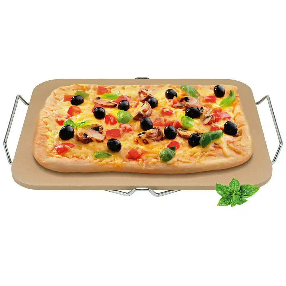 Avanti 38cm Rectangular Pizza Stone W / Rack | 30 x 38cm Baking Stone