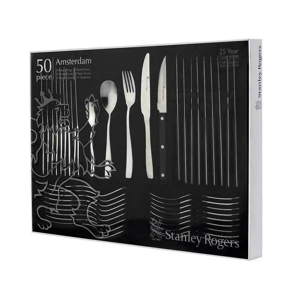 Stanley Rogers Amsterdam 50 Piece Cutlery Set 50pc Stainless Steel