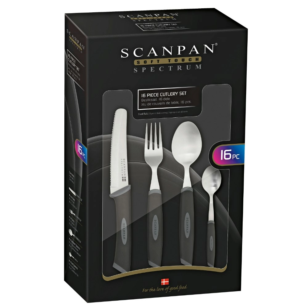 New Scanpan Spectrum Black 16 Piece Kitchen Cutlery Set 16pc