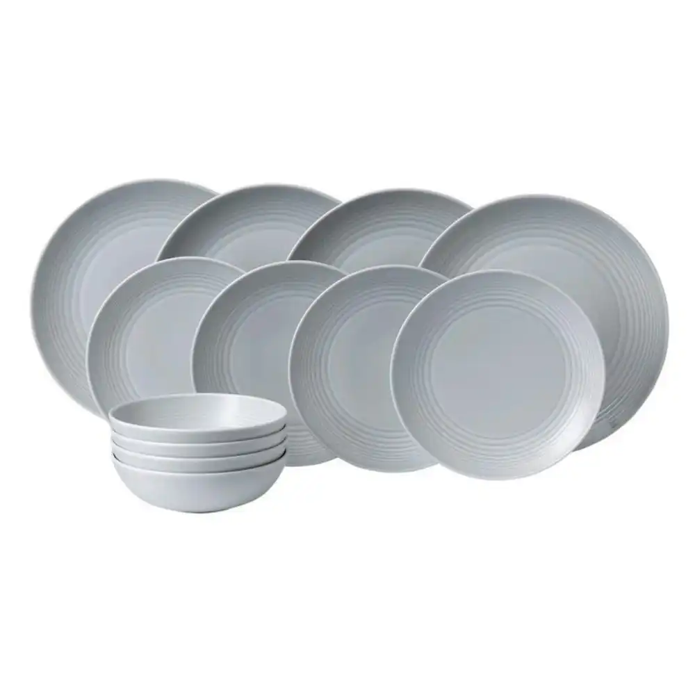 Royal Doulton Gordon Ramsay Maze Light Grey 12pc Dinner Stoneware Set - Set of 12