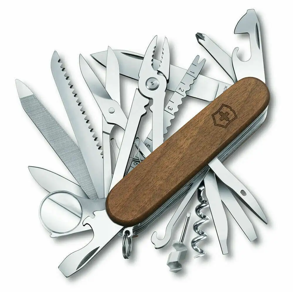 Victorinox Swiss Champ Walnut Wood Swiss Army Pocket Knife | 29 Functions