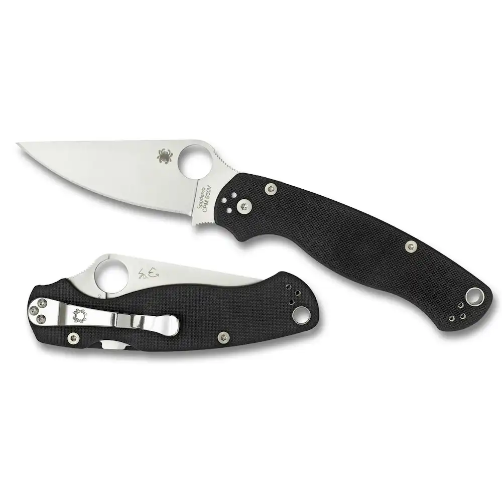 Spyderco Para Military 2 G-10 Black - Plain Blade Folding Knife YSC81GP2