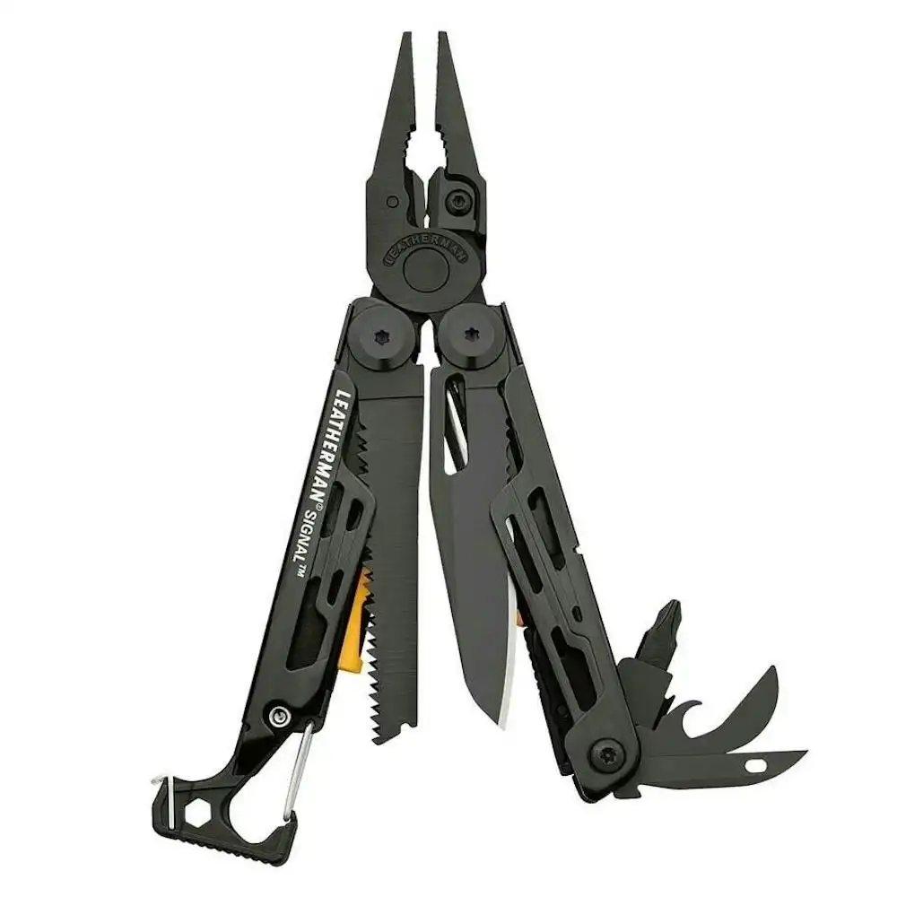 New Leatherman Black Signal Survivalist Multi Tool + Sheath Fire Starter