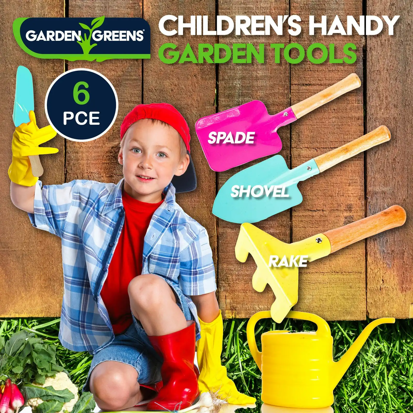 Garden Greens 6PCE Children's Gardening Tool Kit Durable Fun Active Outdoors