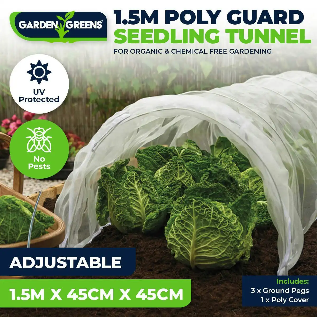 Garden Greens Seedling Tunnel Plastic Adjustable Foldable Reusable 1.5m