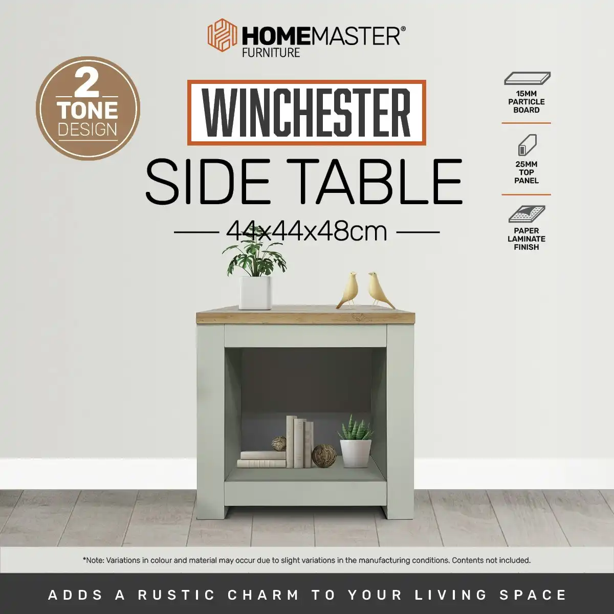 Home Master Winchester Two Tone Side Table Stylish Flawless Design 44 x 48cm