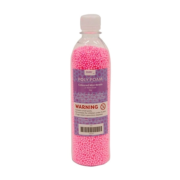 Makr Polyfoam Mini Beads, Pink- 2-4mm