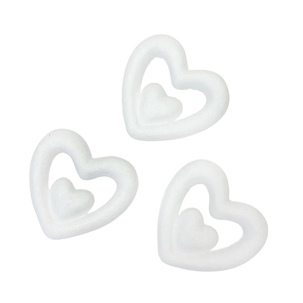 Makr Polyfoam Double Heart, 8cm- 10pk