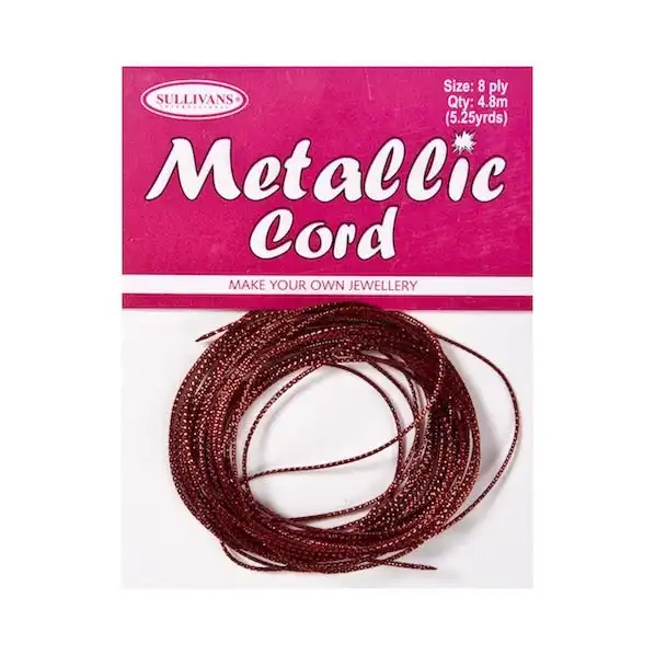 Sullivans Metallic Cord 8ply, Red- 4.8m