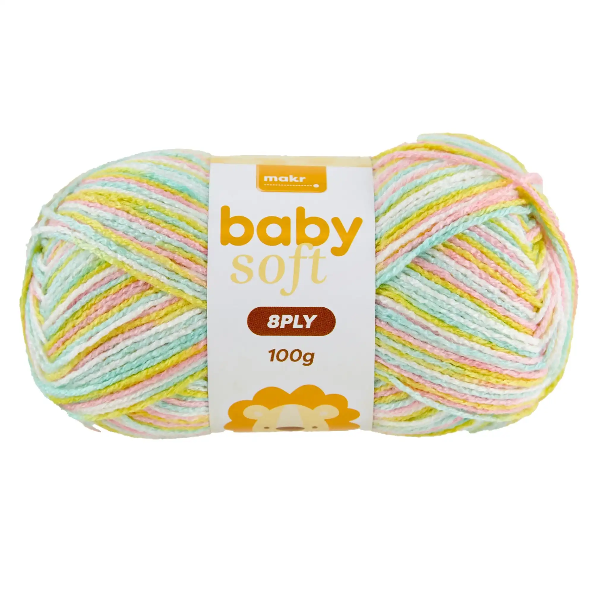 Makr Baby Soft Print Crochet & Knitting Yarn 8ply, Pastel Mix