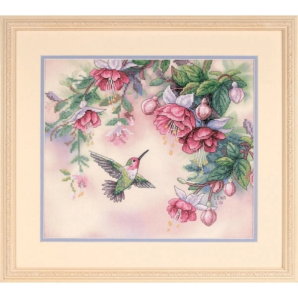 Dimensions Stitch Kit, Hummingbird & Fuchsias- 14x12in