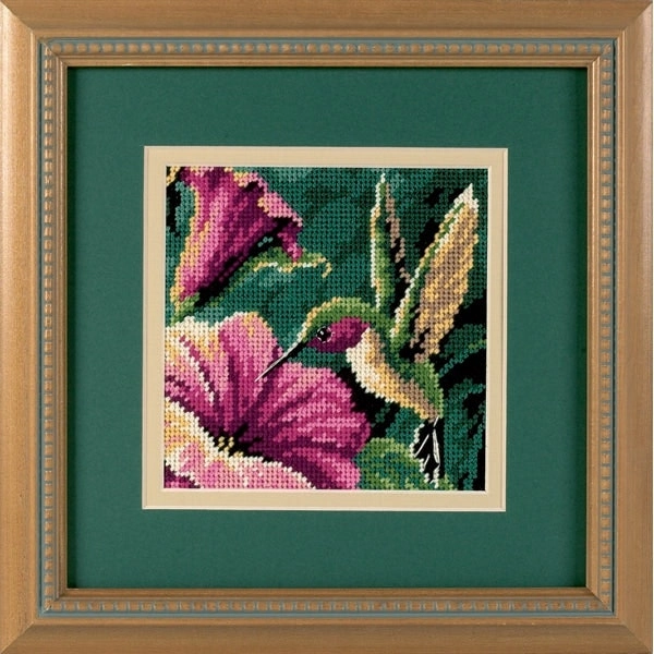 Dimensions Stitch Kit, Hummingbird Drama- 5x5in