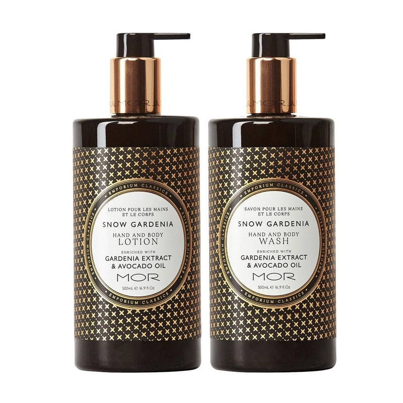 MOR Snow Gardenia Hand & Body Wash and Hand & Body Lotion Set