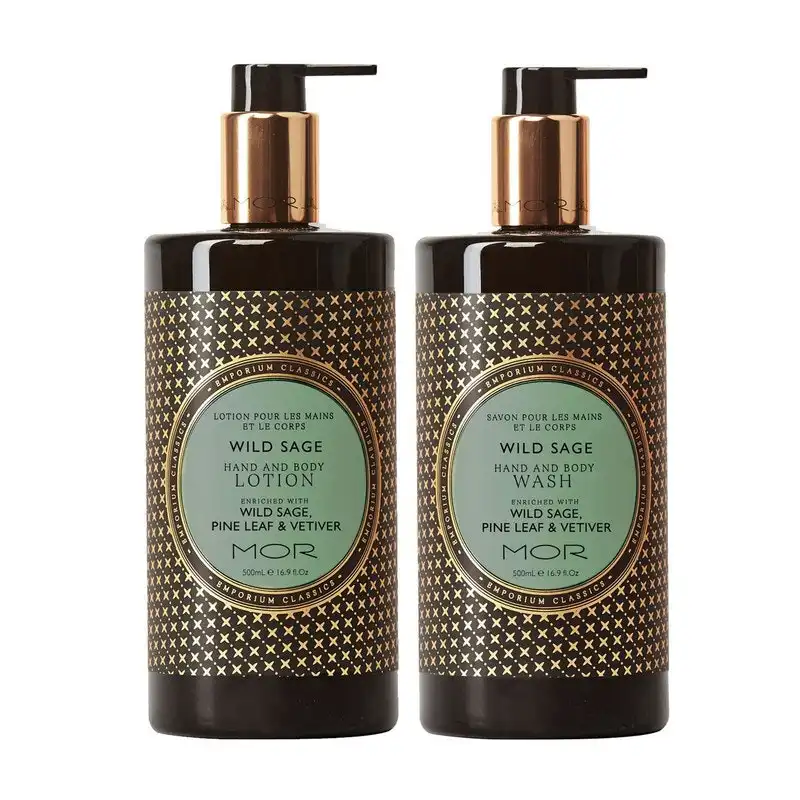 MOR Wild Sage Hand & Body Wash and Hand & Body Lotion Set