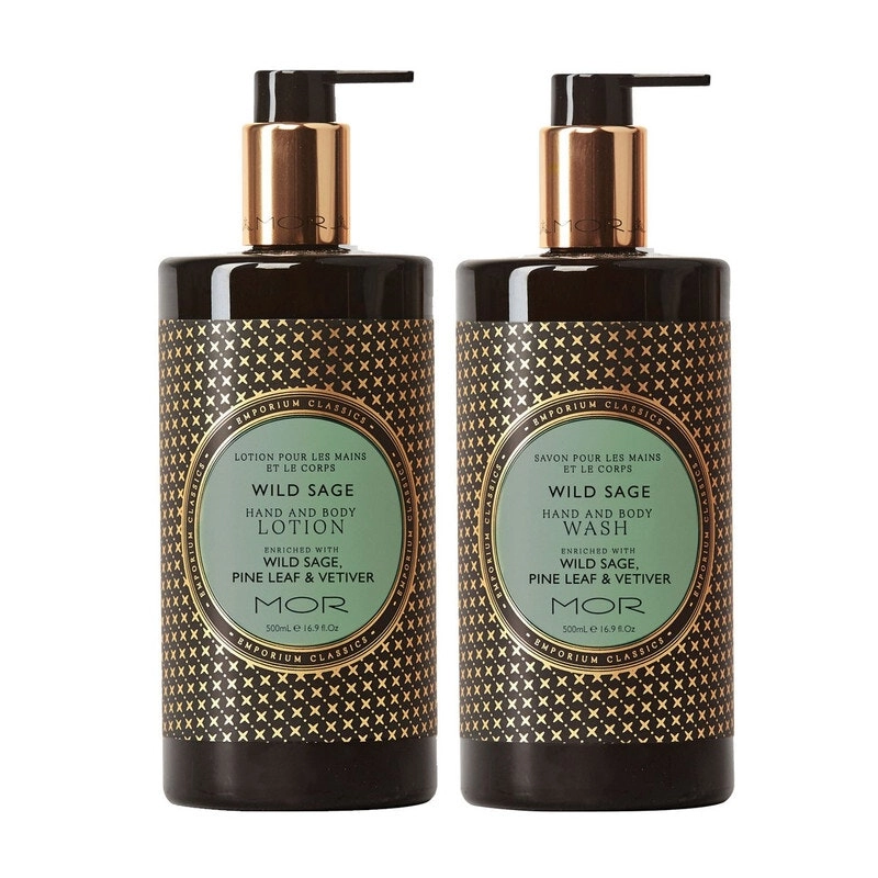 MOR Wild Sage Hand & Body Wash and Hand & Body Lotion Set