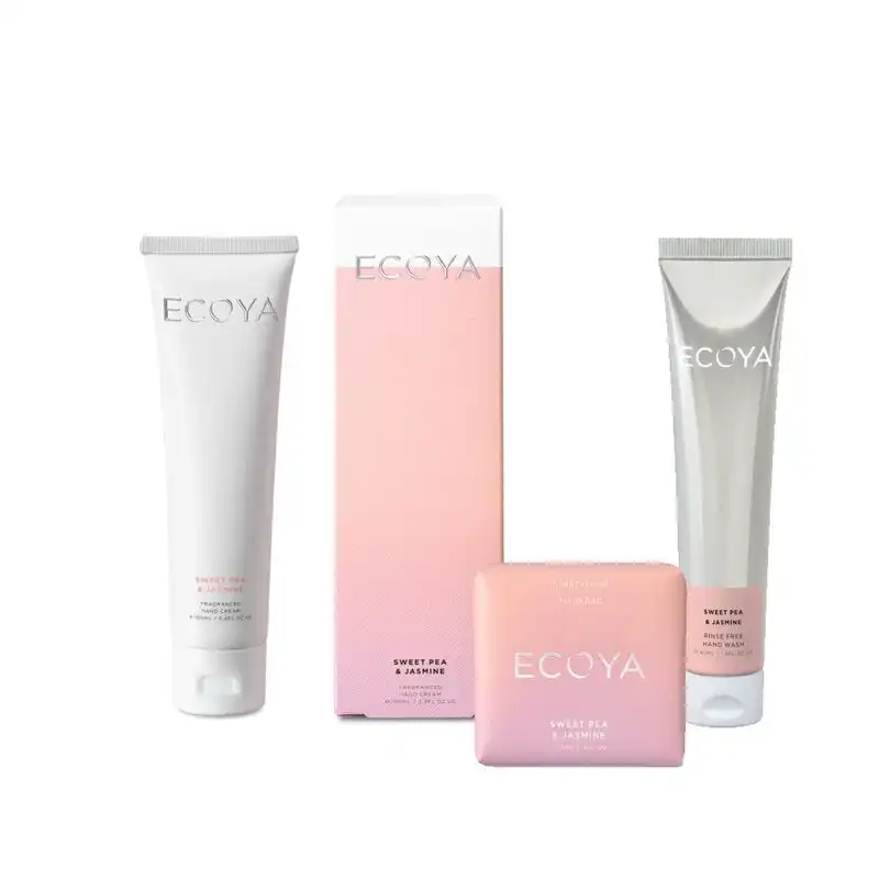 Ecoya Sweet Pea & Jasmine Handwash, Handcream and Soap Bar Set