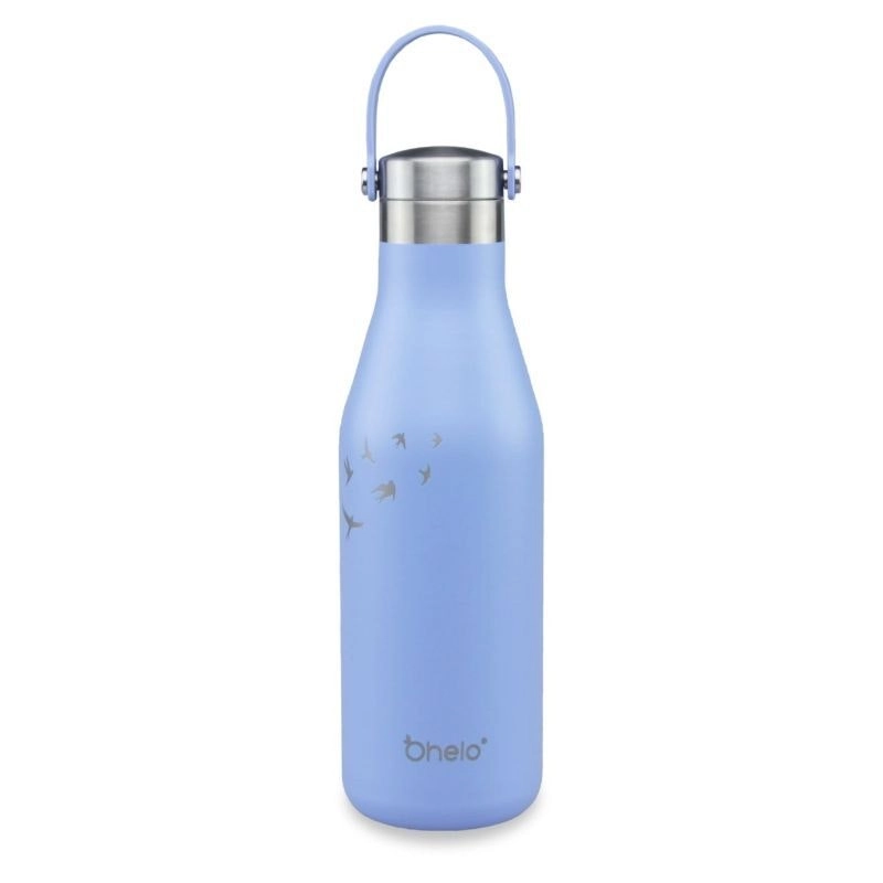 Ohelo Blue Bottle With Etched Swallow 500ml