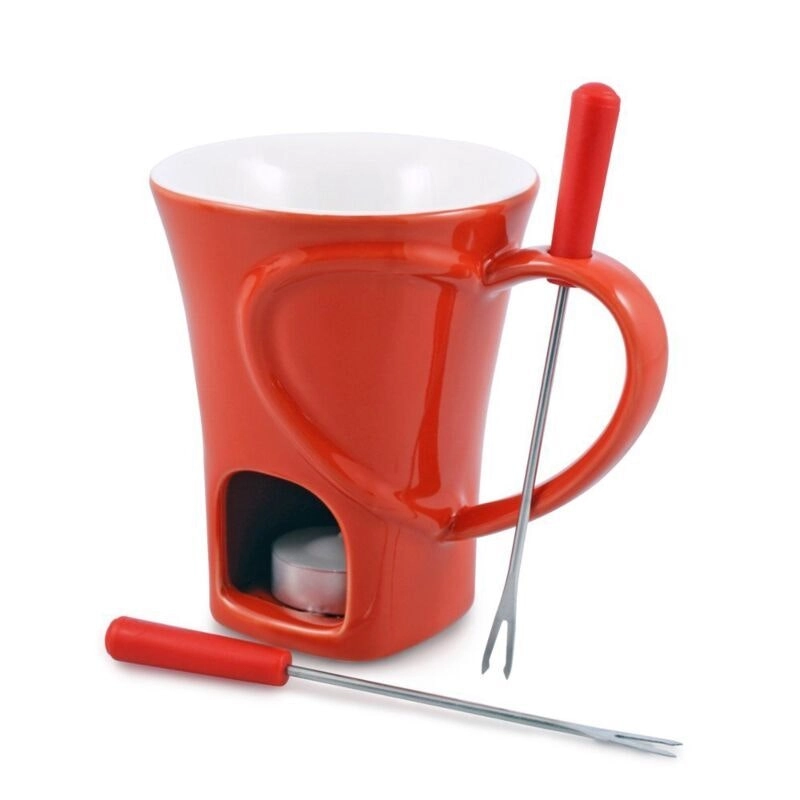 Swissmar 75806 4pc Chocolate Fondue Mug Set Red