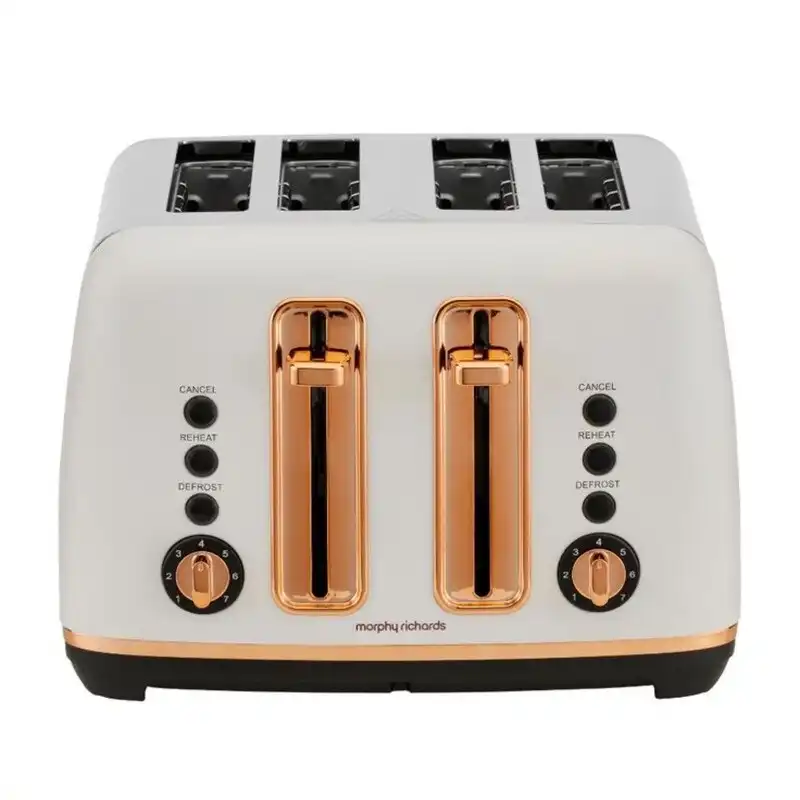 Morphy Richards Ascend Rose Gold 4 Slice Toaster - Matte White -MRRGT4WTE