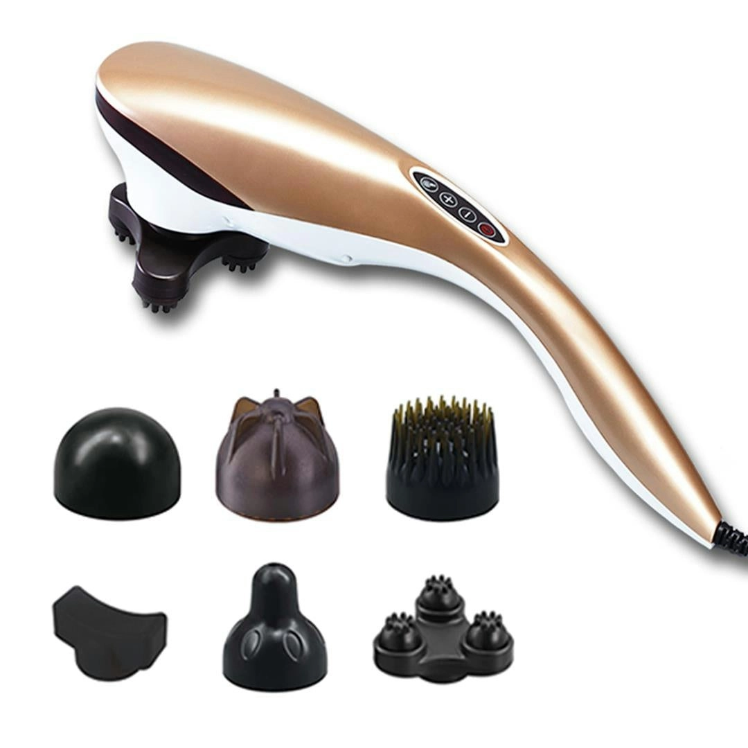 Soga 6 Heads Portable Handheld Massager Soothing Stimulate Blood Flow Shoulder Gold