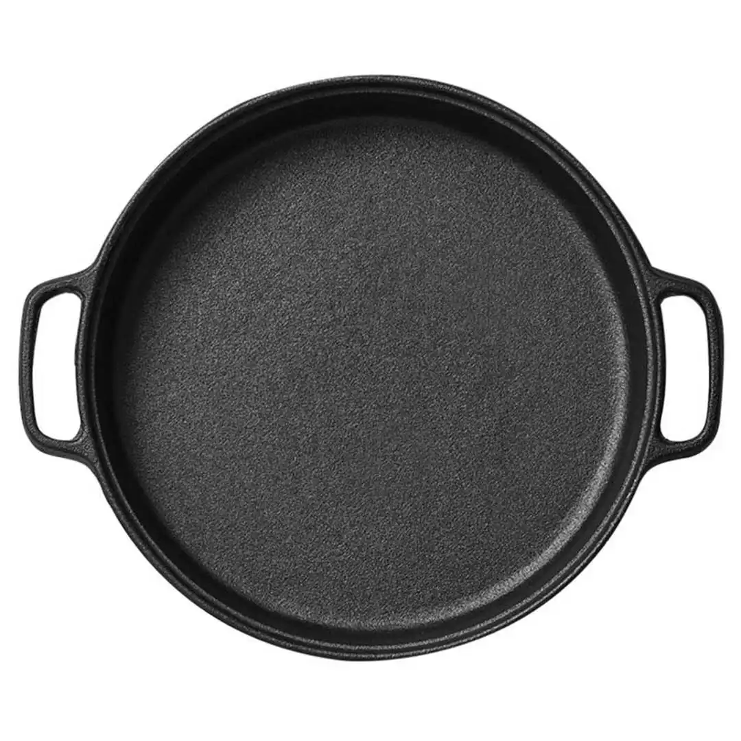 Soga Cast Iron Frying Pan Skillet Coating Steak Sizzle Platter 30cm