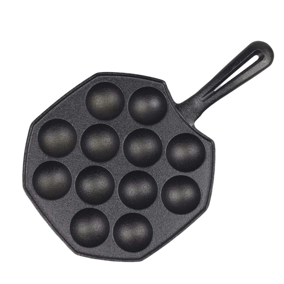 Soga 18CM Cast Iron Takoyaki Fry Pan Octopus Balls Maker 12 Hole Cavities Grill Mold