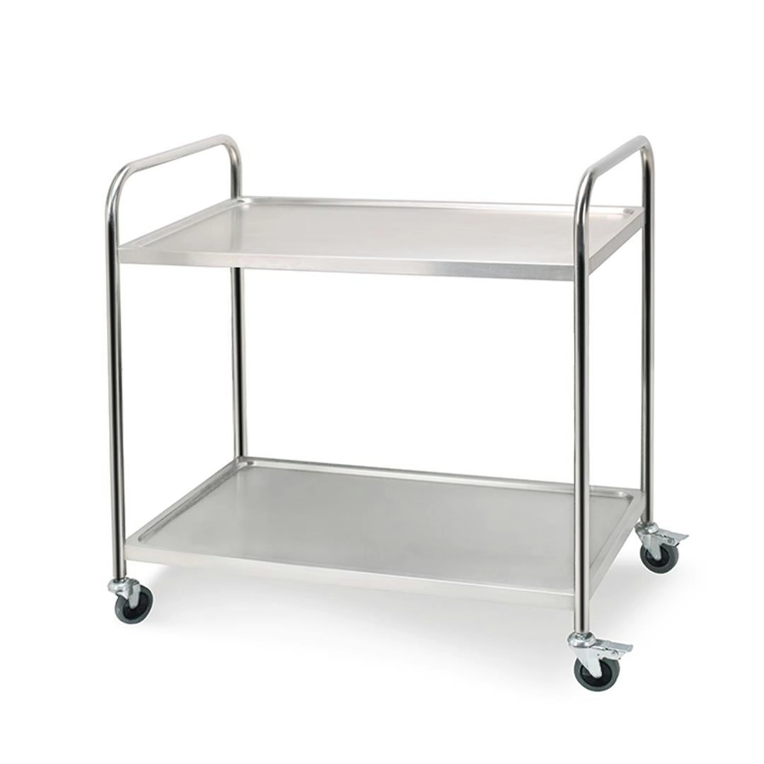 Soga 2 Tier Stainless Steel Kitchen Dinning Food Cart Trolley Utility Round 86x54x94cm Large