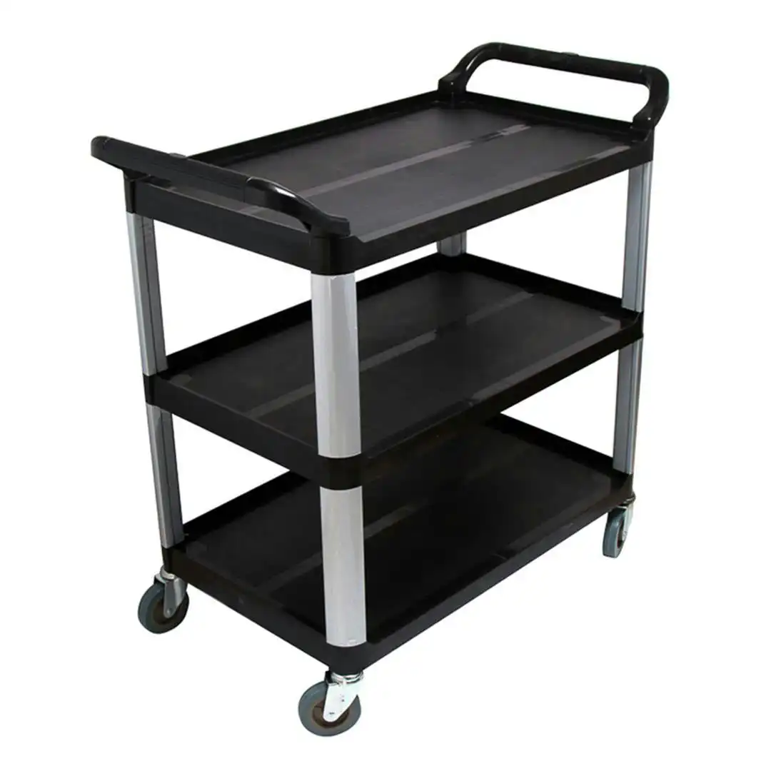 Soga 3 Tier Food Trolley Food Waste Cart Storage Mechanic Kitchen Black Large