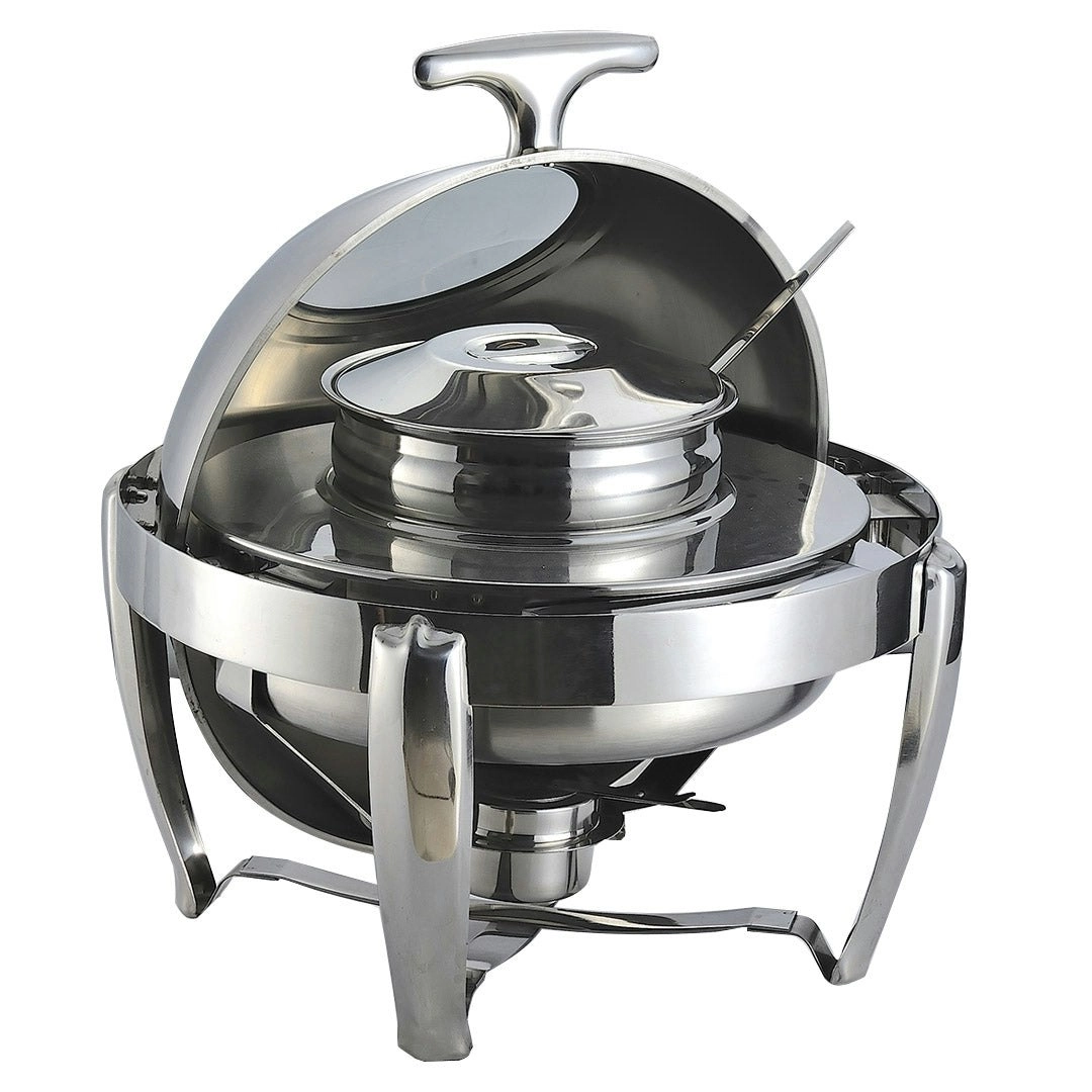 Soga 6.5L Stainless Steel Round Soup Tureen Bowl Station Roll Top Buffet Chafing Dish Catering Chafer Food Warmer Server