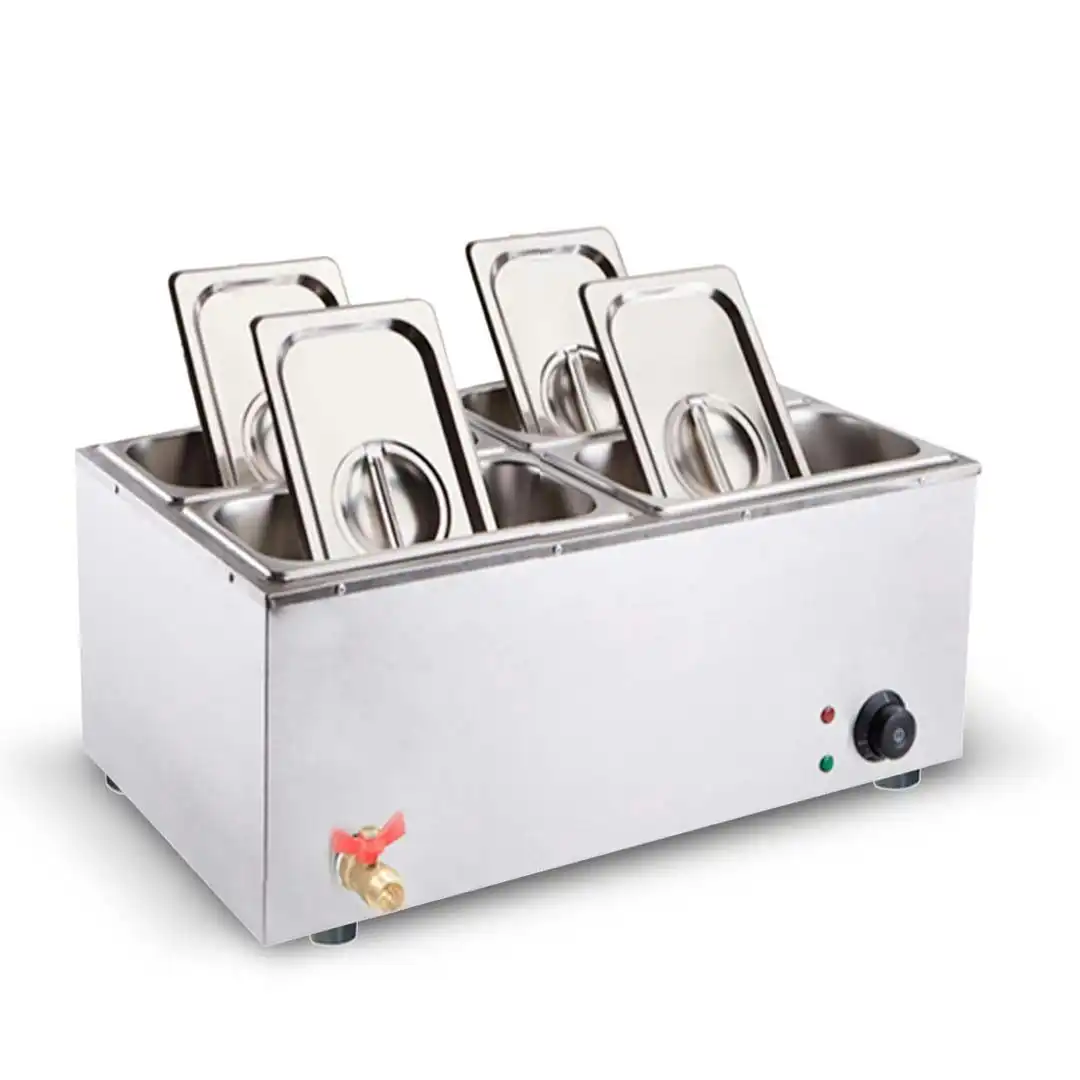 Soga Stainless Steel 4 X 1/2 GN Pan Electric Bain-Marie Food Warmer with Lid